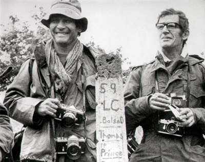 Henri Huet, left, and Larry Burrows, AP photojournalists covering the Vietnam War.