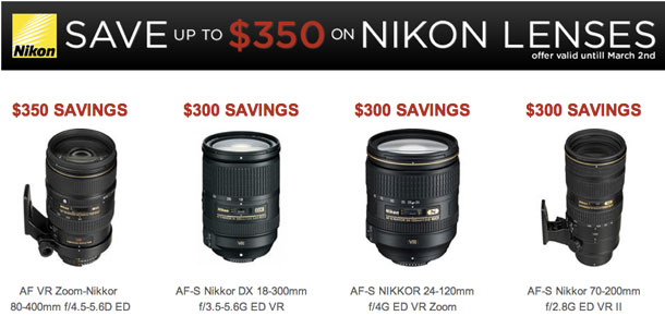 Up to $350 direct savings on Nikon lenses.