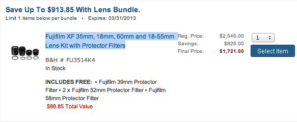 A complete Fujifilm X-E1 package for nearly $1k off.