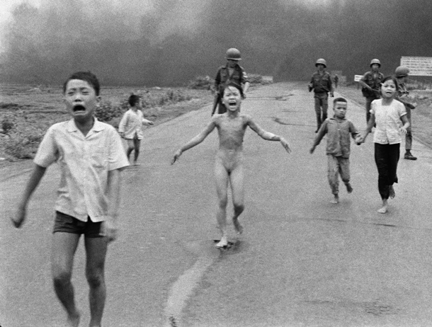 The Icon: On 8 June 1972, the village of Trang Bang near Saigon was hit by an air strike. Kim Phúc, nine years old at the time, was photographed fleeing naked and burned. This image of her went around the world and was promptly adopted as an anti-war symbol. | AP
