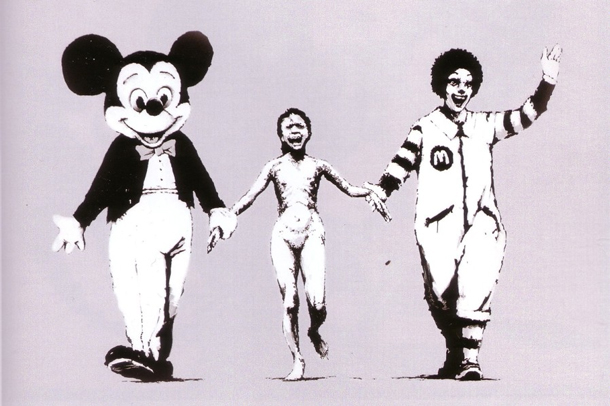 ... or hand in hand with U.S. consumerism icons Mickey Mouse and Ronald McDonald. | Verlag Wallstein