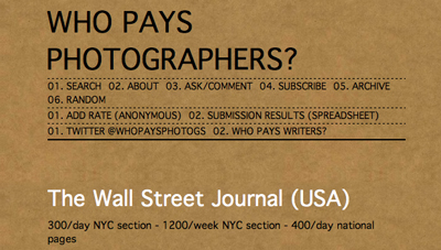 How much should you get paid for a photog job? A new Tumblr site may give a pretty clear idea.