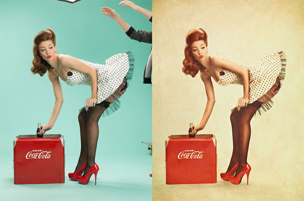 Before and after Pinup Cola -- ever had so much retouching fun?