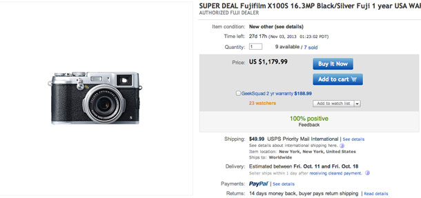 $120 Off Fujifilm X100S!