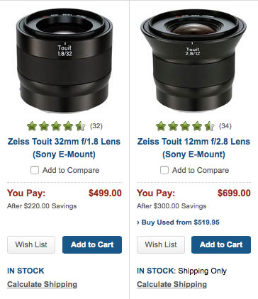 30% Off Zeiss Touit for Sony E Mount